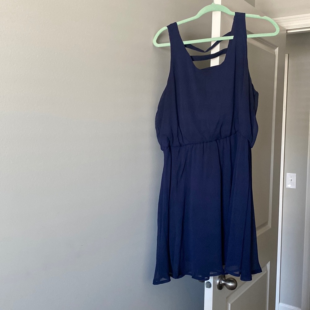 Navy chiffon short dress